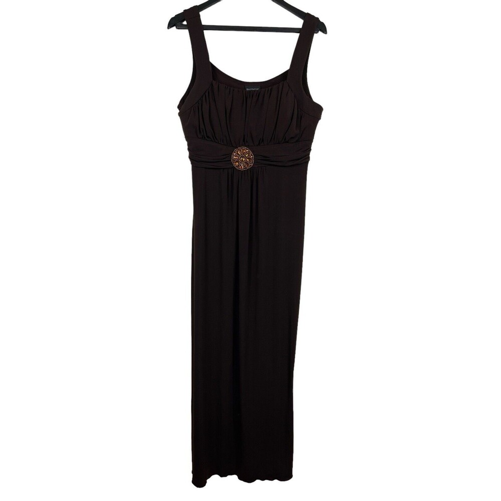 VTG 90s Y2K En Focus Brown Sleeveless Empire Waist Maxi Dress 10 - Picture 2 of 13